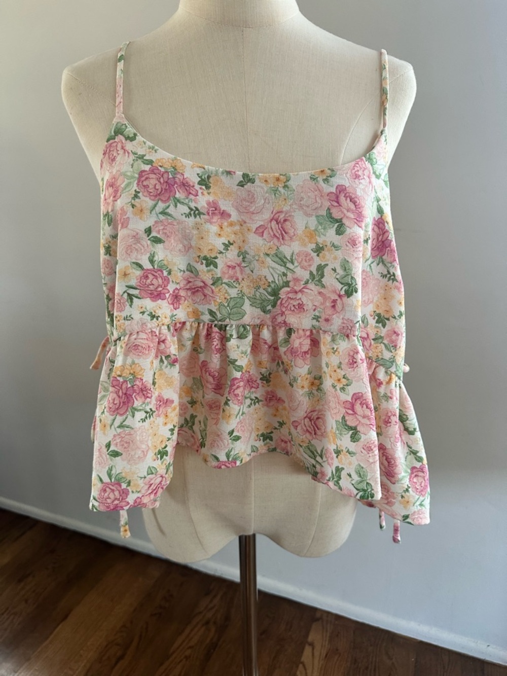 Altar’d State Pink Floral Ruffle Cami | Babydoll Tank Cottagecore Coquette
